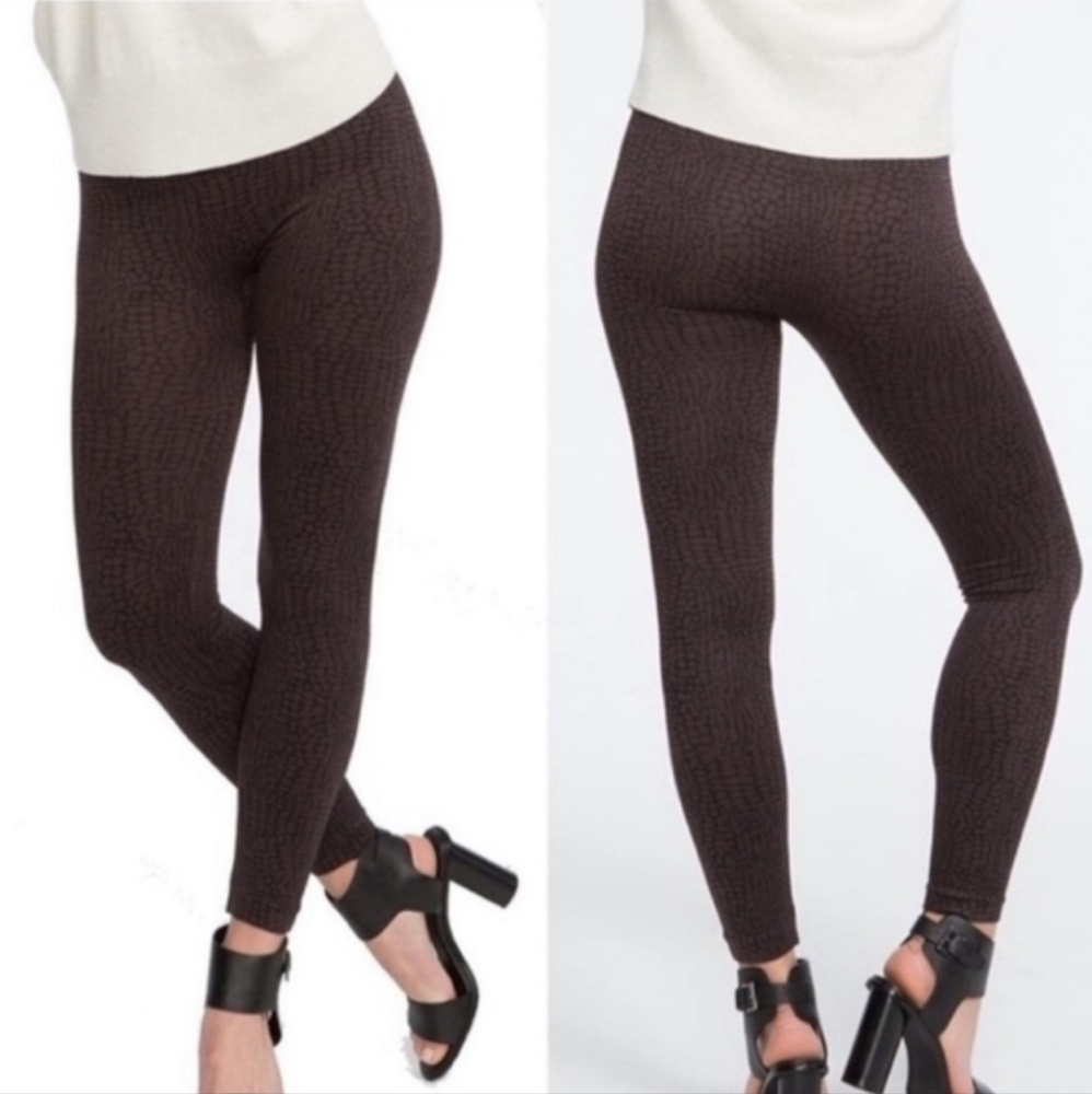 Spanx Seamless Leggings Crocodile Animal Print Pants Brown Black Size 1X